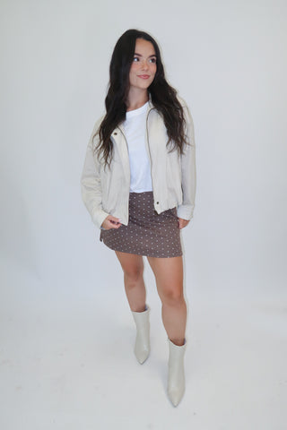 Off Duty Faux Suede Bomber Jacket
