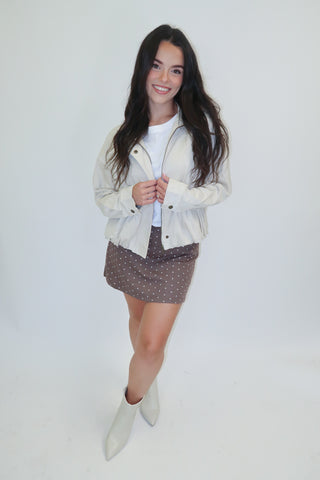 Off Duty Faux Suede Bomber Jacket