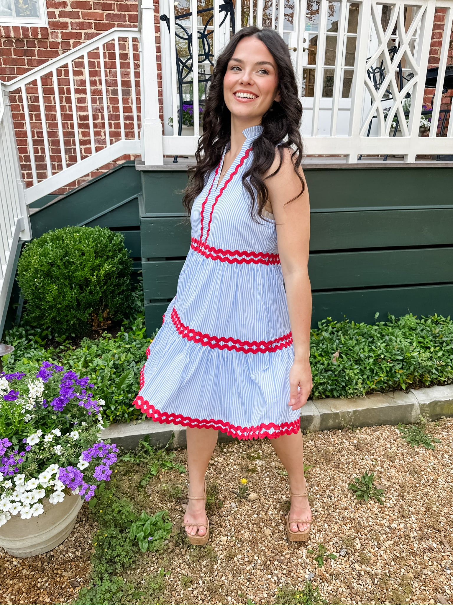Stripe Ricrac Sleeveless Dress