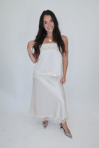 A Little Romance Satin Lace Top