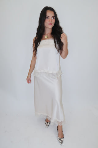 A Little Romance Satin Lace Top
