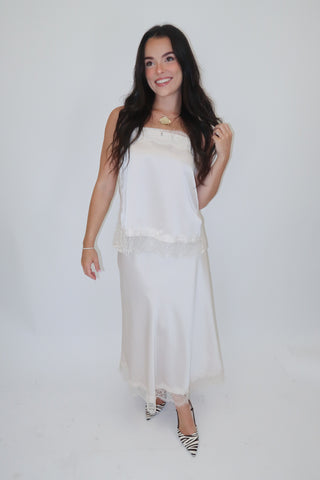 A Little Romance Satin Lace Top