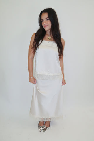 A Little Romance Satin Lace Top