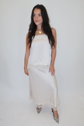 A Little Romance Satin Lace Top