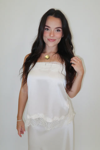 A Little Romance Satin Lace Top