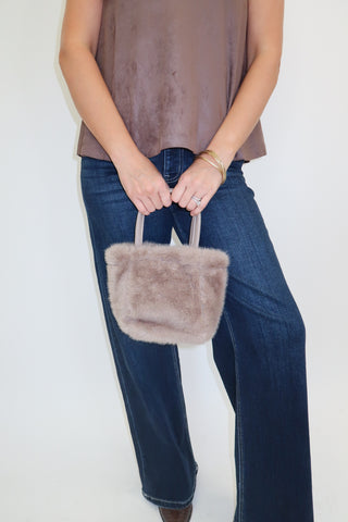 Taupe Faux Fur Mini Bag