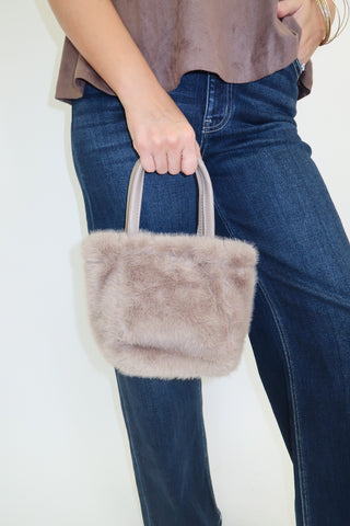 Taupe Faux Fur Mini Bag