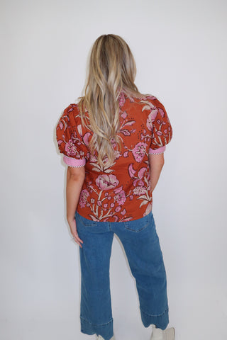 Mixed Feelings Floral Button Front Top