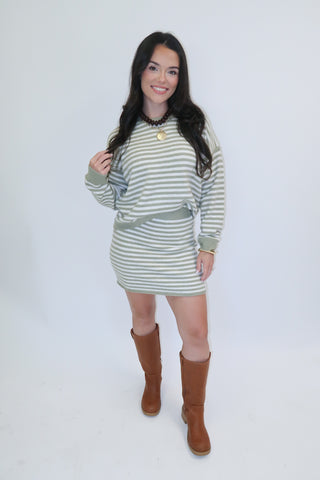 Better Together Stripe Sweater Skirt Set