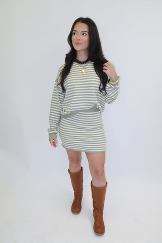 Better Together Stripe Sweater Skirt Set
