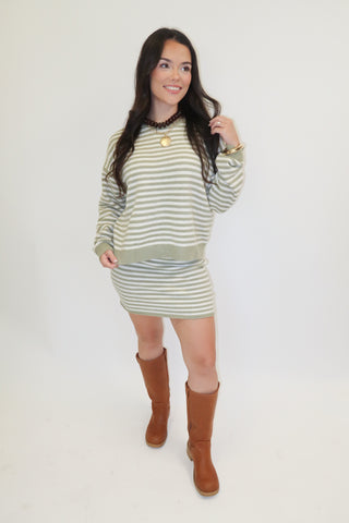Better Together Stripe Sweater Skirt Set