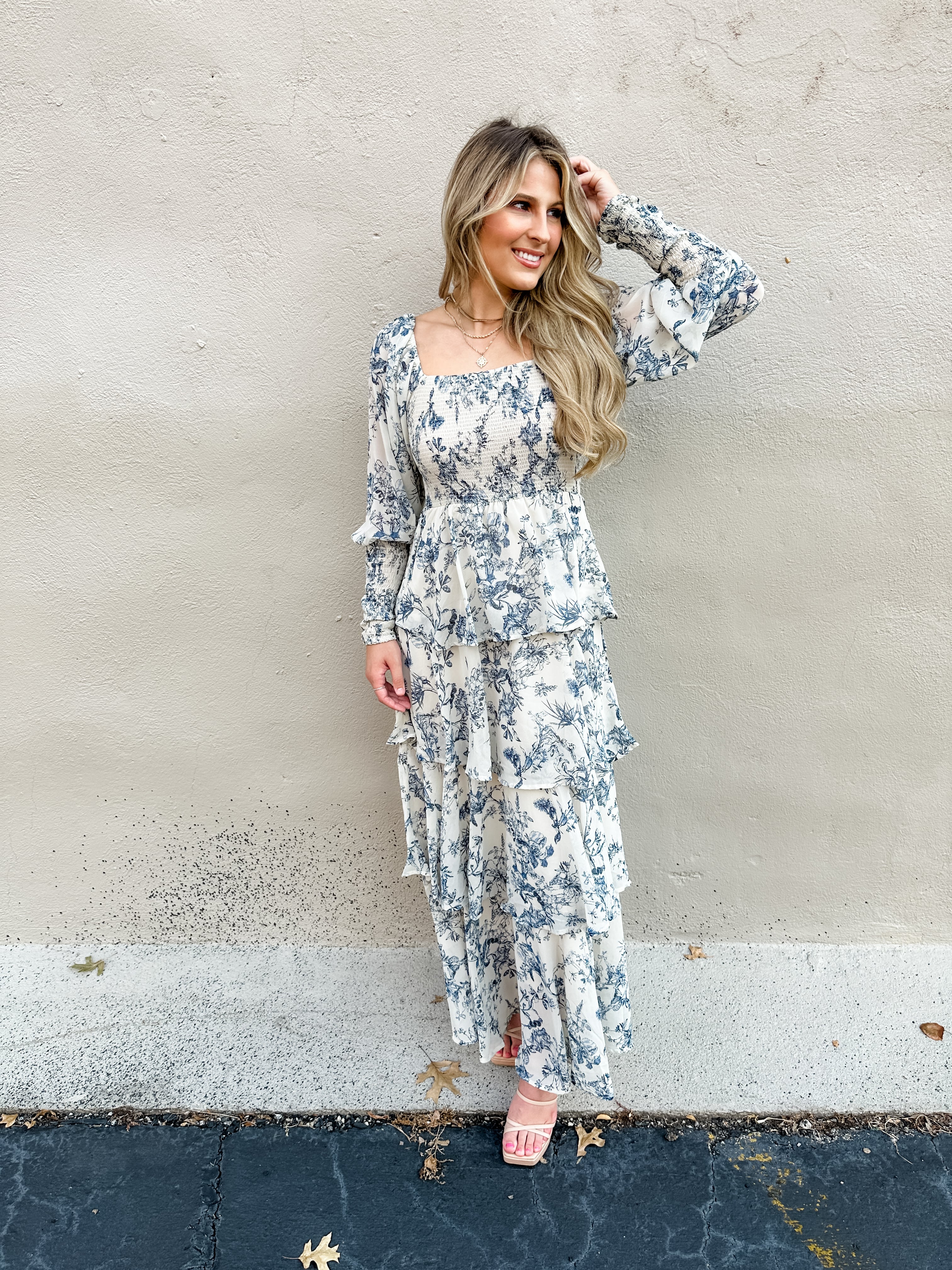 Tiered Floral Ruffle Midi Dress