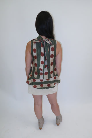 Fine Print Polka Dot Peplum Top