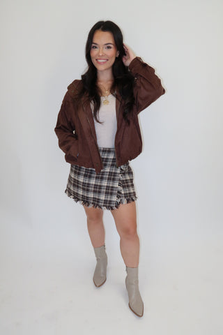 Going West Faux Suede Bomber