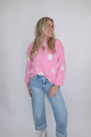 Center Of Attention Polka Dot Sweater
