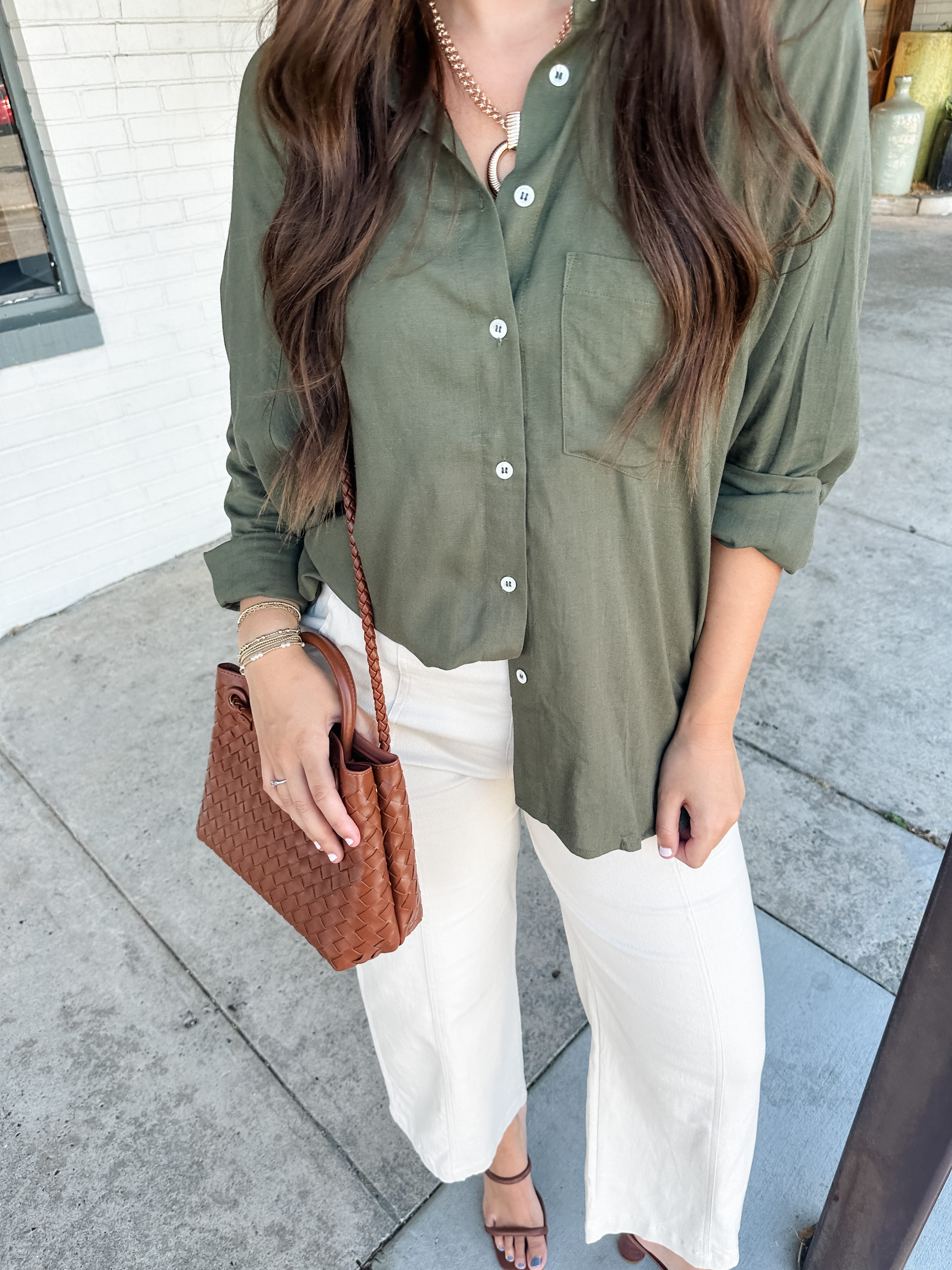 Solid Button Down Top