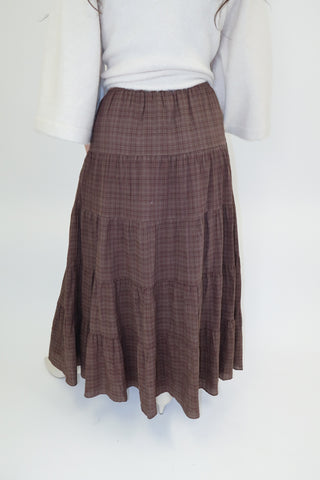 Country Roads Plaid Midi Skirt