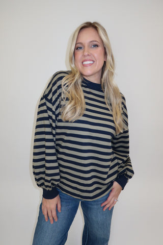 Line By Line Stripe Knit Top
