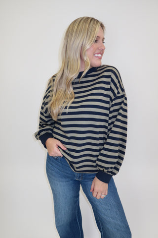 Line By Line Stripe Knit Top