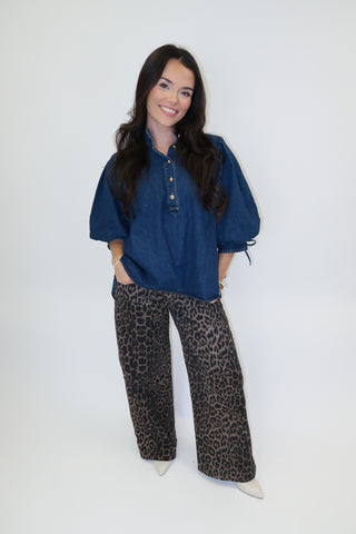 In The Know Pleated Henley Top