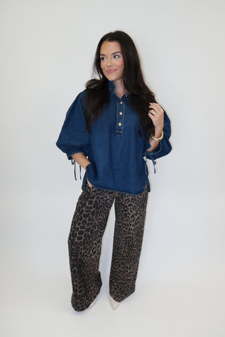 In The Know Pleated Henley Top