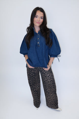 In The Know Pleated Henley Top
