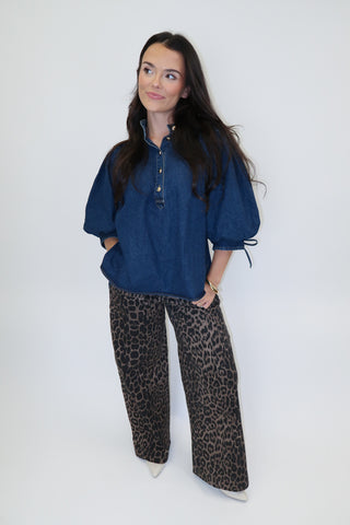 In The Know Pleated Henley Top