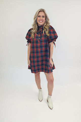 Fall In Line Plaid Shift Dress - The Pink Tulip Clothing