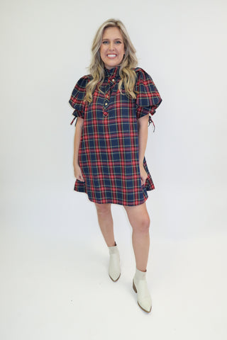 Fall In Line Plaid Shift Dress - The Pink Tulip Clothing