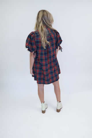 Fall In Line Plaid Shift Dress - The Pink Tulip Clothing