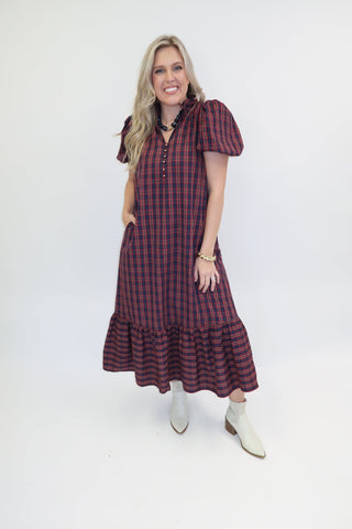 Autumn Agenda Plaid Midi Dress - The Pink Tulip Clothing