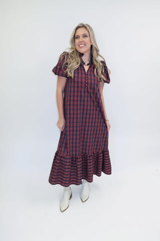 Autumn Agenda Plaid Midi Dress - The Pink Tulip Clothing