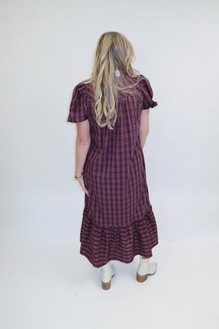 Autumn Agenda Plaid Midi Dress - The Pink Tulip Clothing