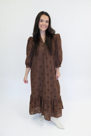 Made An Impression Eyelet Midi Dress - The Pink Tulip Clothing