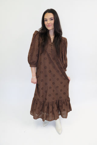 Made An Impression Eyelet Midi Dress - The Pink Tulip Clothing