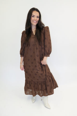 Made An Impression Eyelet Midi Dress - The Pink Tulip Clothing