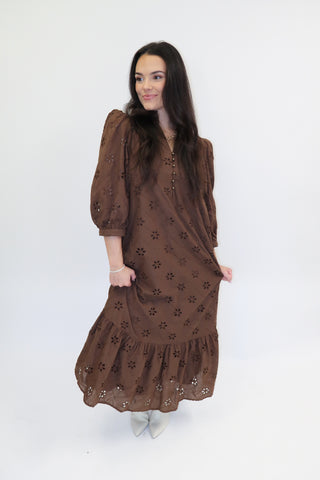 Made An Impression Eyelet Midi Dress - The Pink Tulip Clothing