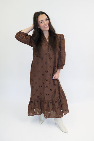 Made An Impression Eyelet Midi Dress - The Pink Tulip Clothing