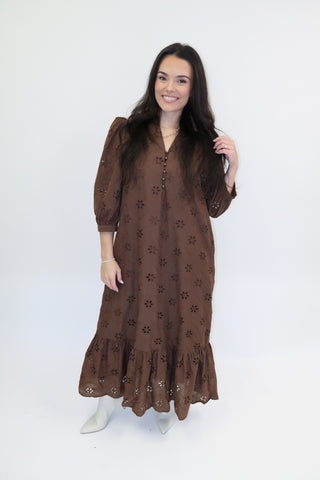 Made An Impression Eyelet Midi Dress - The Pink Tulip Clothing