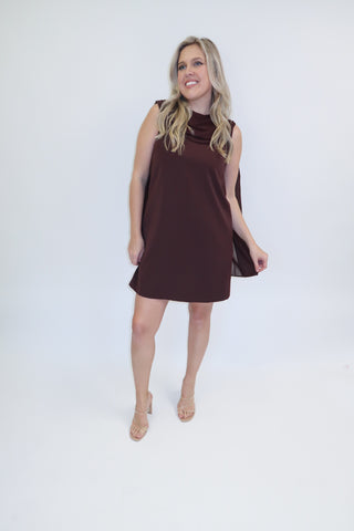 Champagne Plans Sleeveless Scarf Neck Mini Dress - The Pink Tulip Clothing