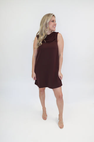 Champagne Plans Sleeveless Scarf Neck Mini Dress