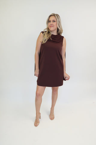 Champagne Plans Sleeveless Scarf Neck Mini Dress - The Pink Tulip Clothing