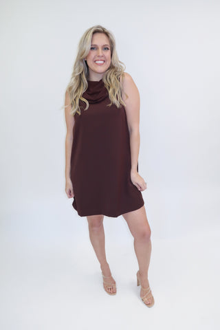 Champagne Plans Sleeveless Scarf Neck Mini Dress - The Pink Tulip Clothing