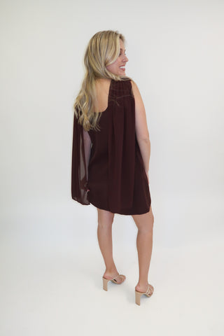 Champagne Plans Sleeveless Scarf Neck Mini Dress - The Pink Tulip Clothing