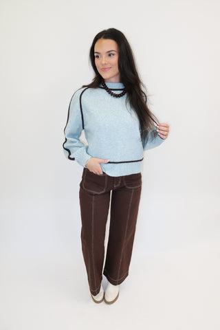 Fine Line Contrast Trim Sweater