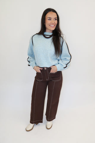 Fine Line Contrast Trim Sweater