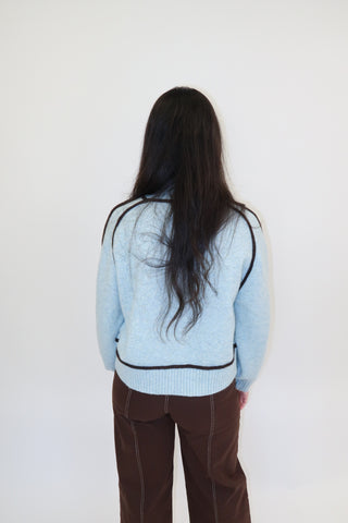 Fine Line Contrast Trim Sweater