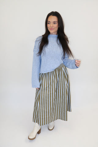 Going Coastal Stripe Midi Skirt - The Pink Tulip Clothing
