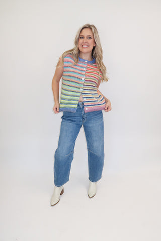 Color Commentary Stripe Sweater Vest