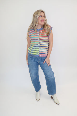 Color Commentary Stripe Sweater Vest